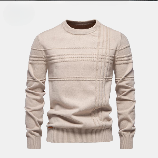 Pullover girocollo monocromatico in cotone