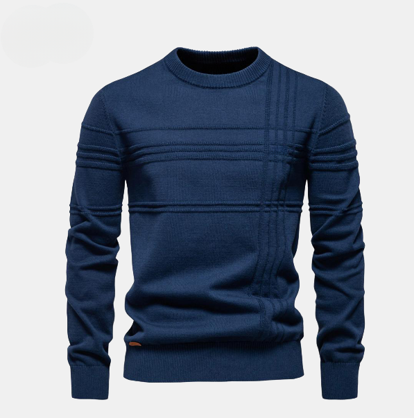 Pullover girocollo monocromatico in cotone