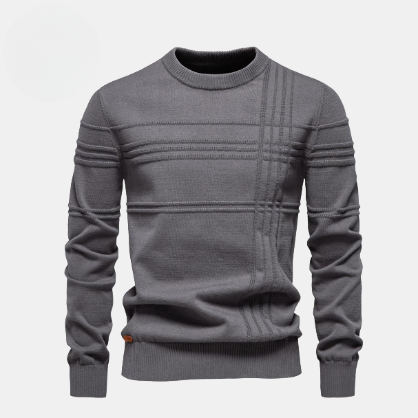 Pullover girocollo monocromatico in cotone